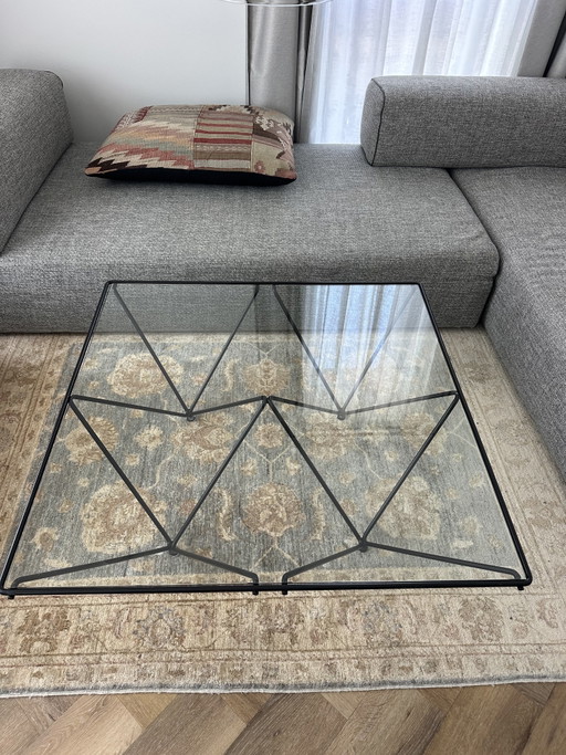 Paolo Piva style coffee table | architectural geometric glass table