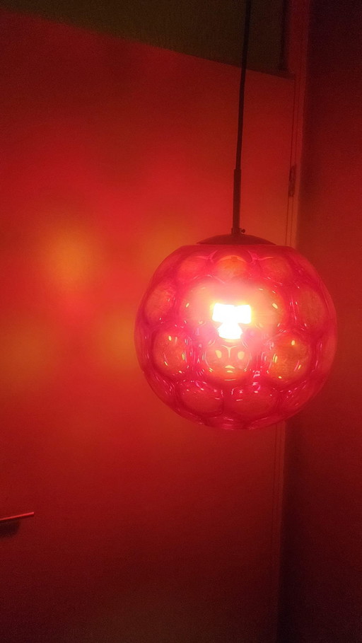 Red glass faceted spaceage lamp