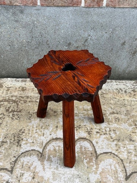 Sgabello Brutalista Spagnolo Vintage / Tavolino d'Appoggio Tavolino per Piante – Sgabelli, Wood (photo 2 of 9)