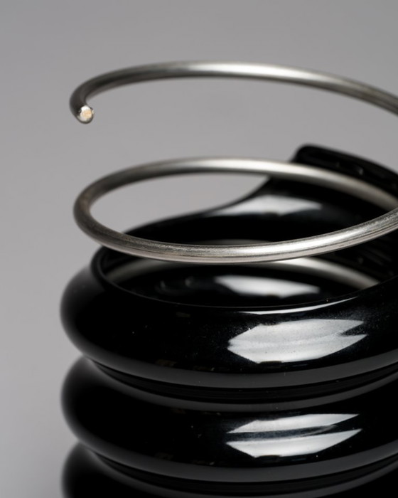Image 1 of Rosenthal Studio-Line “Ringoletto” Transformable Vase Ron Arad Black Porcelain