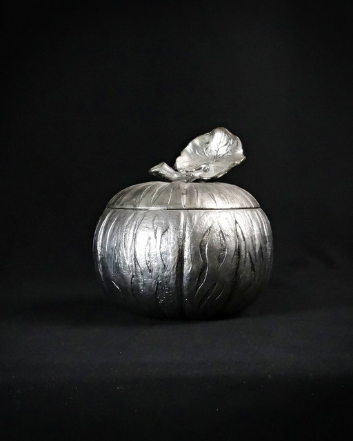 Pumpkin ice cube bucket in silver-plated Mauro Manetti vintage 70s