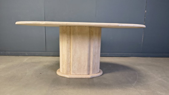 Image 1 of Vintage oval travertine dining table, 1970s