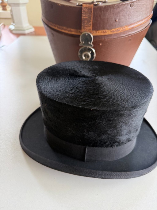 Vintage Burton hoge hoed met originele hoedendoos