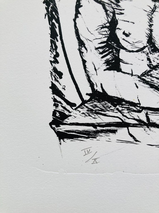 Image 1 of Philippe Hardy - Vintage Lithograph - At the Table - 1977