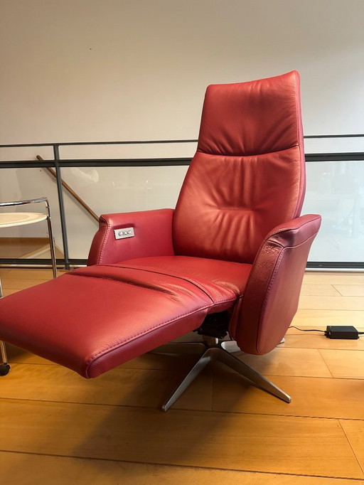 Fauteuil inclinable électrique de luxe en cuir rouge – avec garantie et facture