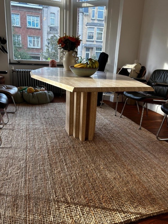 Vintage travertijnen tafel 200x100 cm – Eettafels, Stone, Travertin (photo 5 of 5)