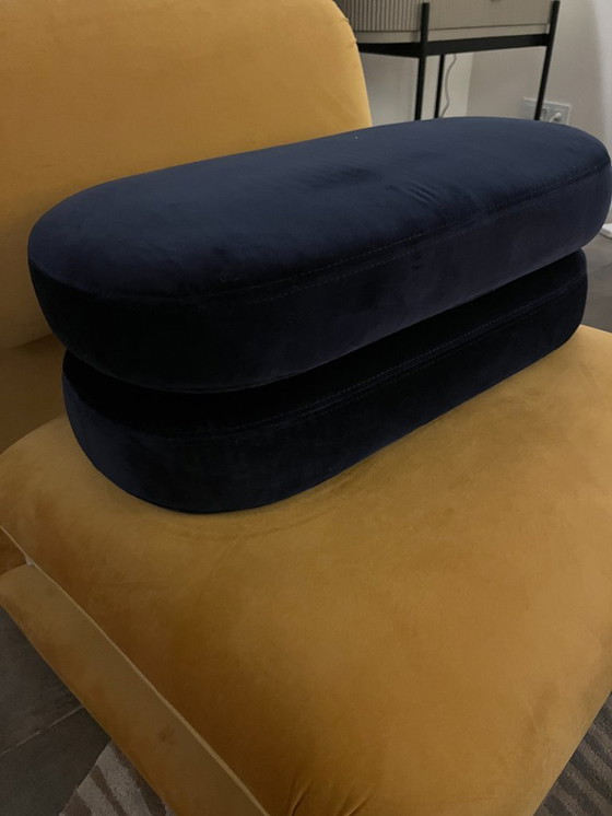 Image 1 of Cama doble terciopelo azul marino 180×200 cm