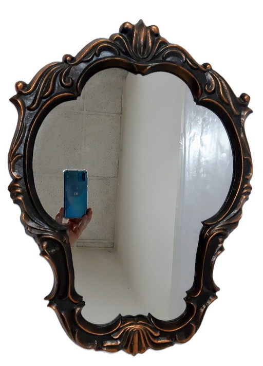 Vintage Ornate Russian Wall Mirror – Regal Elegance in Bronze & Gold