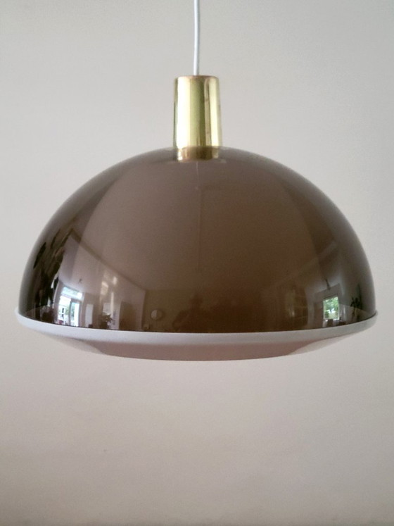 Yki Nummi Kuplat hanglamp voor Orno, Finland 1960 – stockmann orno, Hanglampen, Plastic, Brass (photo 5 of 7)
