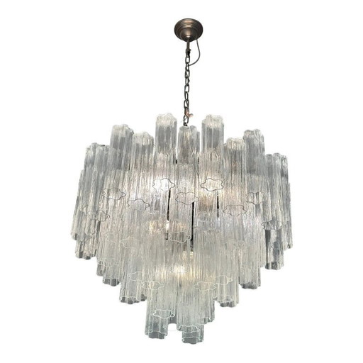 Lustre contemporain transparent « Tronchi » en verre de Murano bruni de style Venini