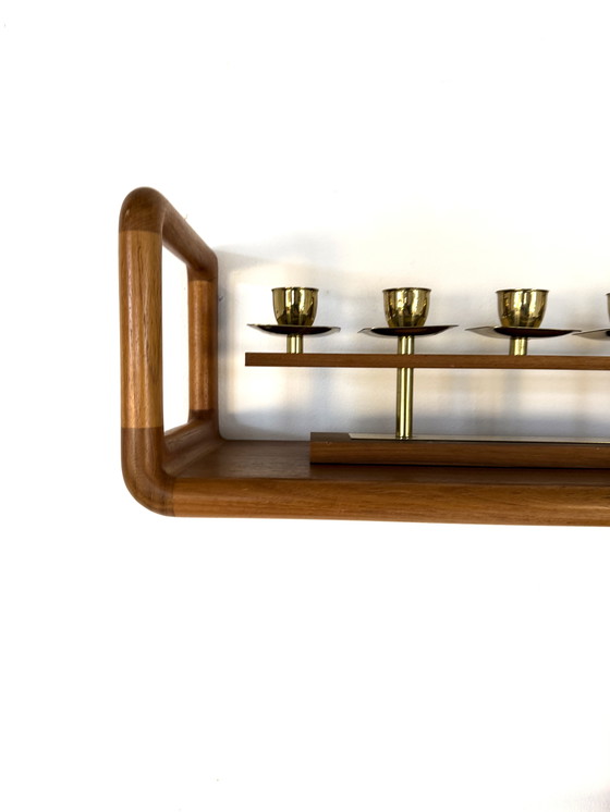 Image 1 of Set van 2 vintage teakhouten wandplanken, Dyrlund ‘70