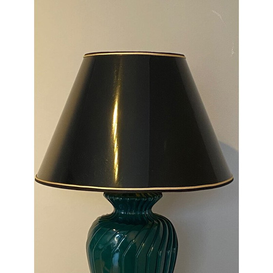 Image 1 of Vintage green lacquered porcelain table lamp, Italy 1970s