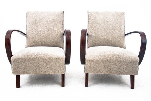 Een paar Art Deco fauteuils van J. Halabala uit de jaren 1930, Tsjecho-Slowakije.