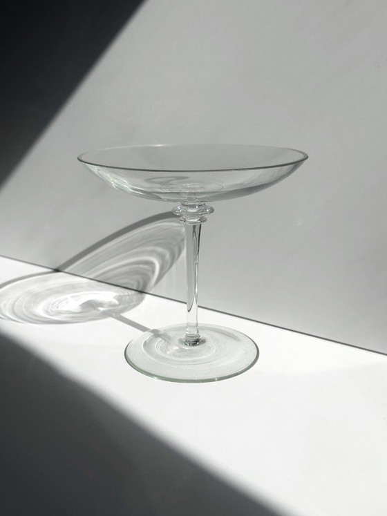 Ciotola in vetro soffiato a mano vintage, Tazza in vetro trasparente con piede alto, elegante ciotola da (photo 4 of 5)