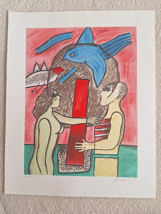 Image 1 of Serigrafia di Corneille "coppia di innamorati"