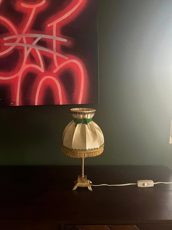 Rare! Mid Century, Rockabilly Table Lamp with Brass Foot and Marble Base, very good original condition, 1950s (photo 2 of 8)