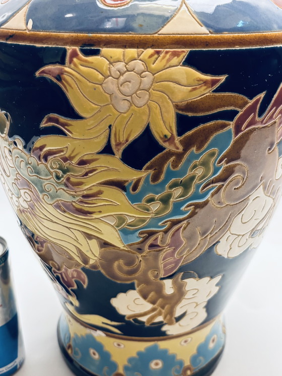 Image 1 of Grande vaso vintage in stile cloisonné - dipinto a mano - 50 cm - ottimo in