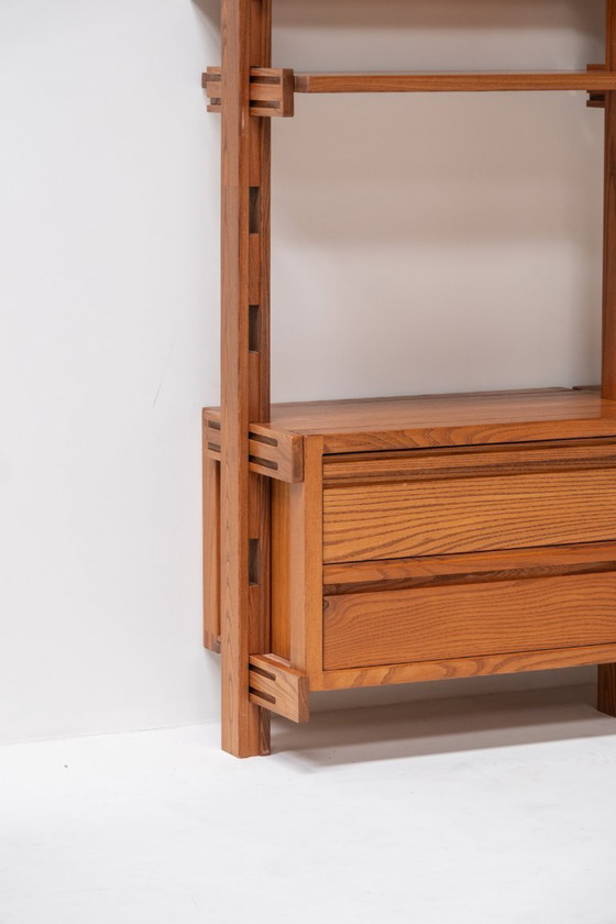 Image 1 of Meuble mural modulaire Galerie l'Orme en orme massif, France 1970