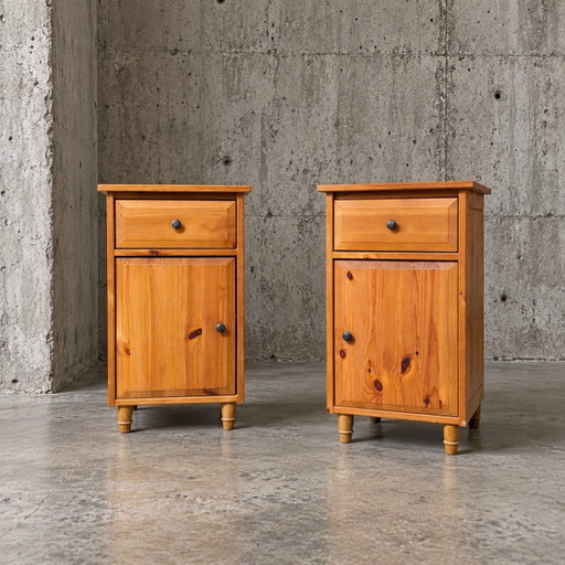 2 x IKEA Leksvik Bedside Tables with Drawer & Cupboard, Left/Right Doors