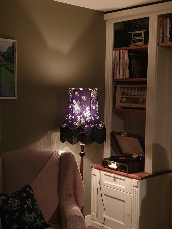 Image 1 of Bellissimo paralume e federa fatti a mano in tessuto vintage