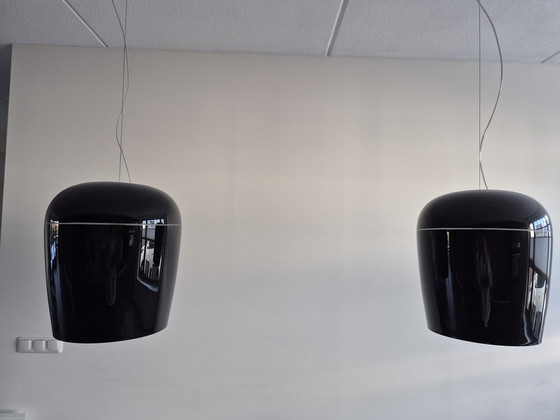 Image 1 of Black glass pendant lamps from Tiara by Prandi