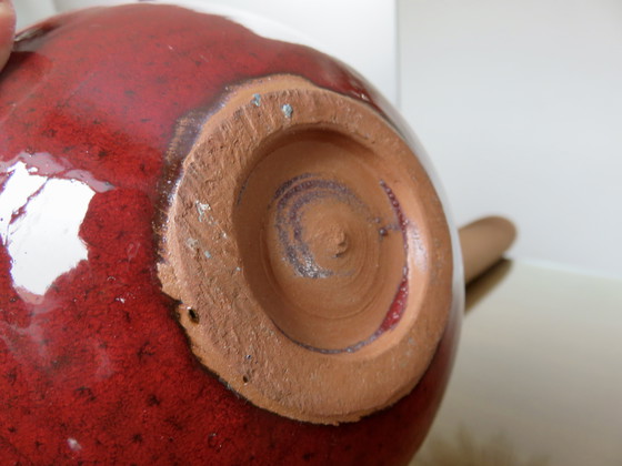 Image 1 of Red Ceramic "Fig" Vase 60s