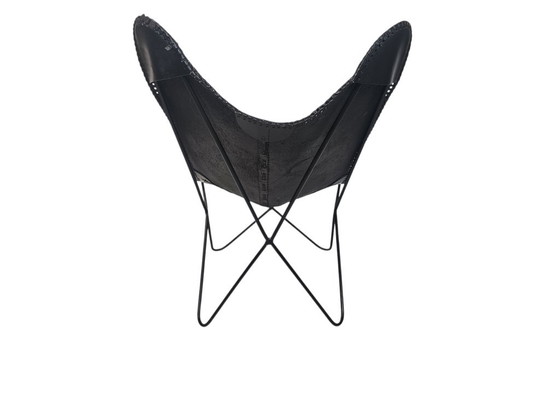 Lounge Chair - Butterfly Chair - Vlinderstoel - Leer - Metaal - 1990's – Stoelen / fauteuils, Leather, Metal (photo 4 of 8)