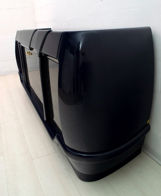 Image 1 of Postmodern Blue Lacquer and Black Marble Sideboard by DBM, Italy, 1980s