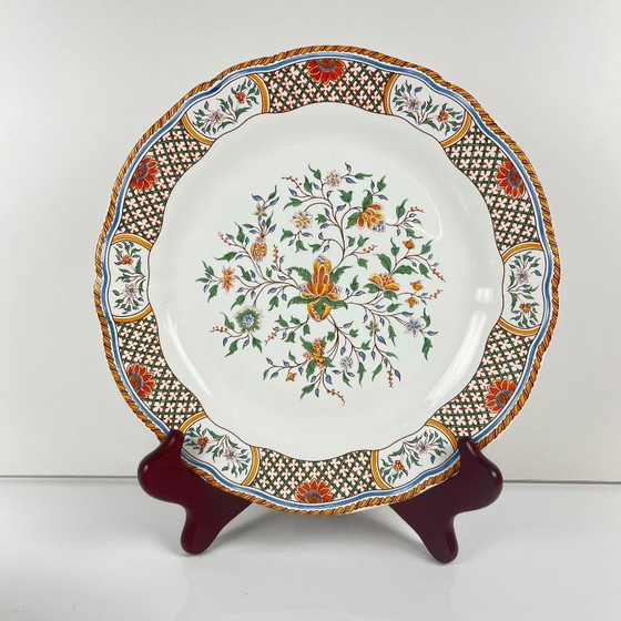 Image 1 of Set aus 6 Gien-Desserttellern, Rouen-Esparsette-Muster, 1990