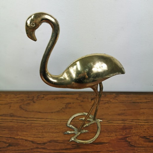 Vintage Flamingo-Statue aus Messing. Flamingo-Statue.