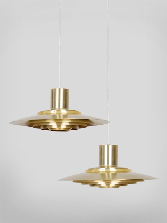 Image 1 of Pair of 2 Danish vintage P376 lamps by Bonderup and Thorup, Nordisk Solar, 1964