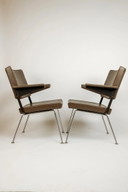 Suite de 2 fauteuils Gispen vintage marron
