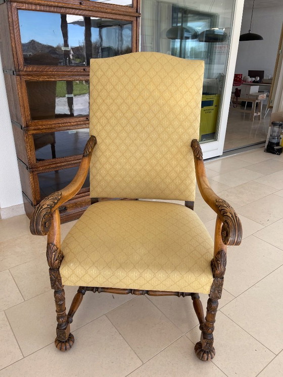 Image 1 of Echtpaar antieke - nieuw bekleedde - leunstoelen