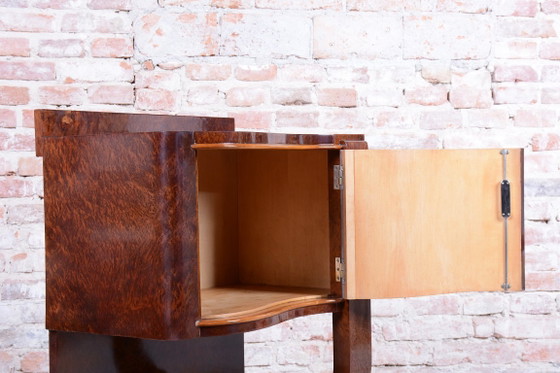 Par de mesitas de noche Art Déco restauradas, de madera de haya, de estilo polaco recuperado, Francia, (photo 3 of 19)