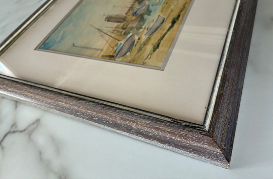 Image 1 of Watercolor wash Port of Piriac Loire Atlantique