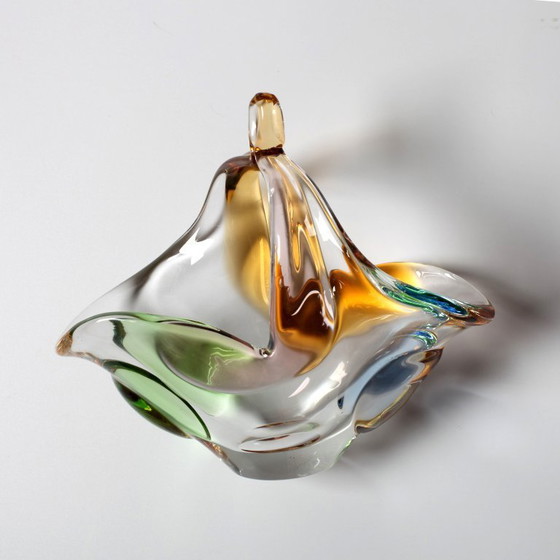 Image 1 of Mid-Century Art Glass Basket Vase Rhapsody by František Zemek / Czech Republic / 1956