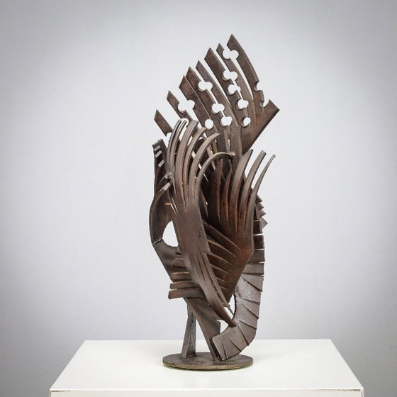 Image 1 of Brutalistische abstracte ijzeren sculptuur, gesigneerd CH, Nederland, jaren 1960