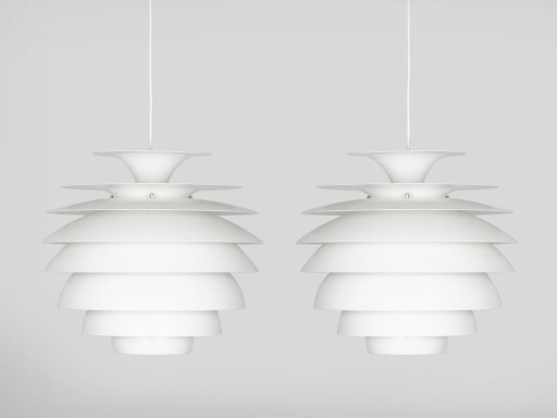 Coppia di 2 lampade vintage danesi Barcelona di Bent Karlby, Lyfa, anni '60