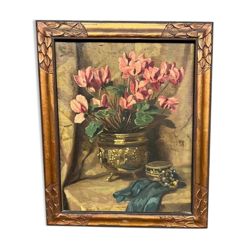 Oil on panel, Still life with flowers – schilderijen tekeningen, Canvas