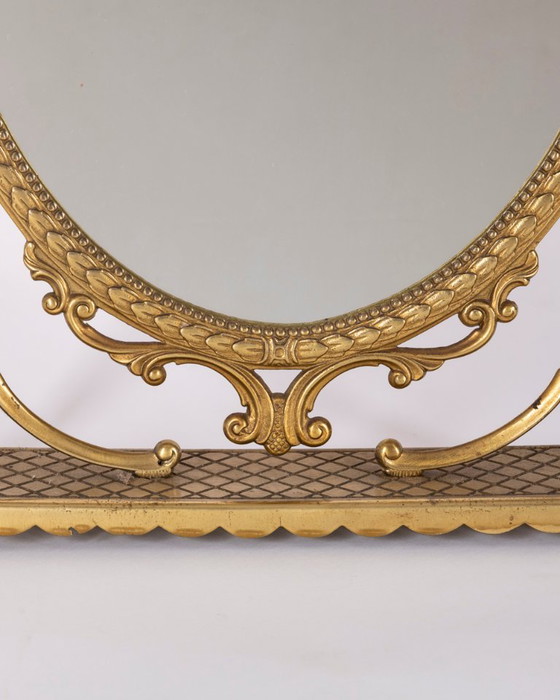 Vintage Italiaanse gedecoreerde messing tafelspiegel uit de jaren 60. – Brass (photo 5 of 15)
