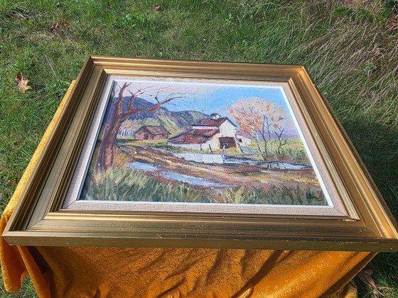 Vintage Oil Landscape Painting - Impasto Barn Scene – Paintings & Drawings, Canvas (photo 6 of 12)