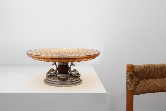 Image 1 of Fruttiera in vetro e metallo Art Déco, Francia, circa 1940