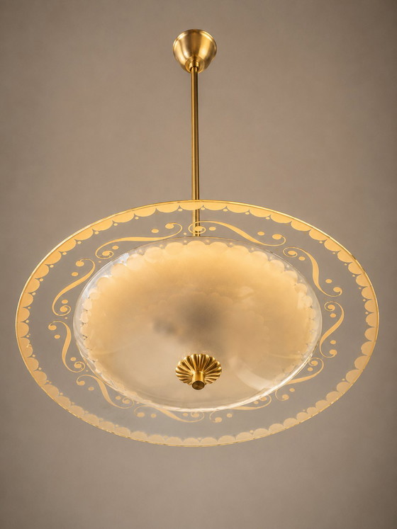 Image 1 of Vintage hanglamp toegeschreven aan Pietro Chiesa voor Fontana Arte - Italië