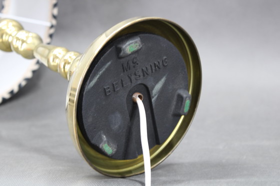 Image 1 of 1960 Paar grote messing tafellampen van MS Belysnin, Denemarken