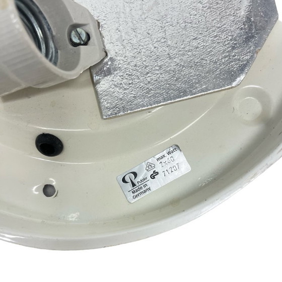 Image 1 of Vintage Peill & Putzler spherical flush-mount light, model 71207 (1970s), opal glass, UFO/retro style.