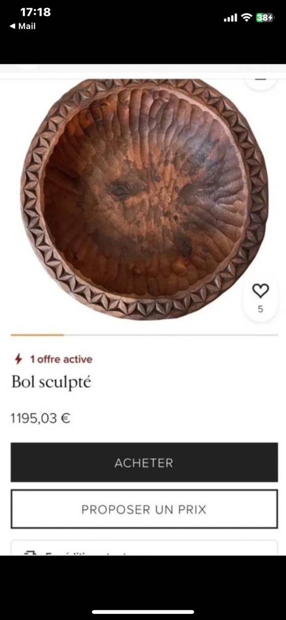 Deux bols anciens en bois sculpté - Style Jean Touret – Objets déco, Wood (photo 11 of 11)