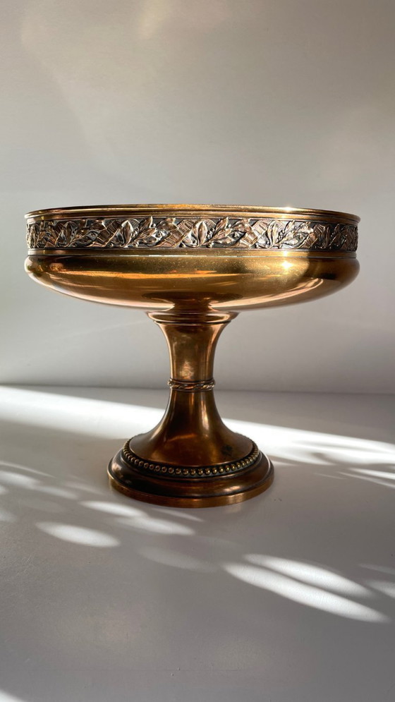 Image 1 of Zilverkleurige, bronskleurige metalen fruitschaal