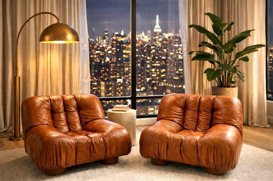 Image 1 of 2X Loungestoelen van Giuseppe Rossi voor Rossi di Albizzate, Italië – jaren 70