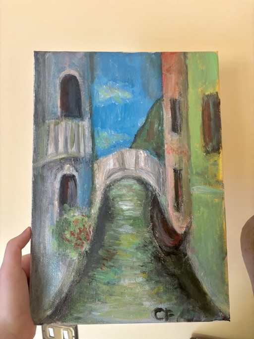 Venetiaans landschap, acrylverfschilderij – schilderijen tekeningen, Canvas (photo 2 of 7)