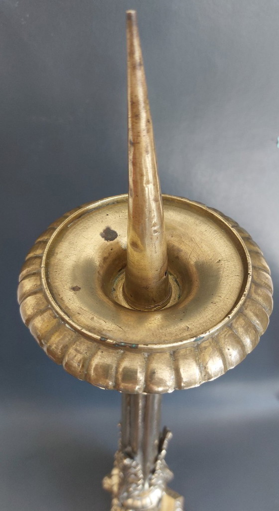 Image 1 of Candelabro da cappella in bronzo del XIX secolo